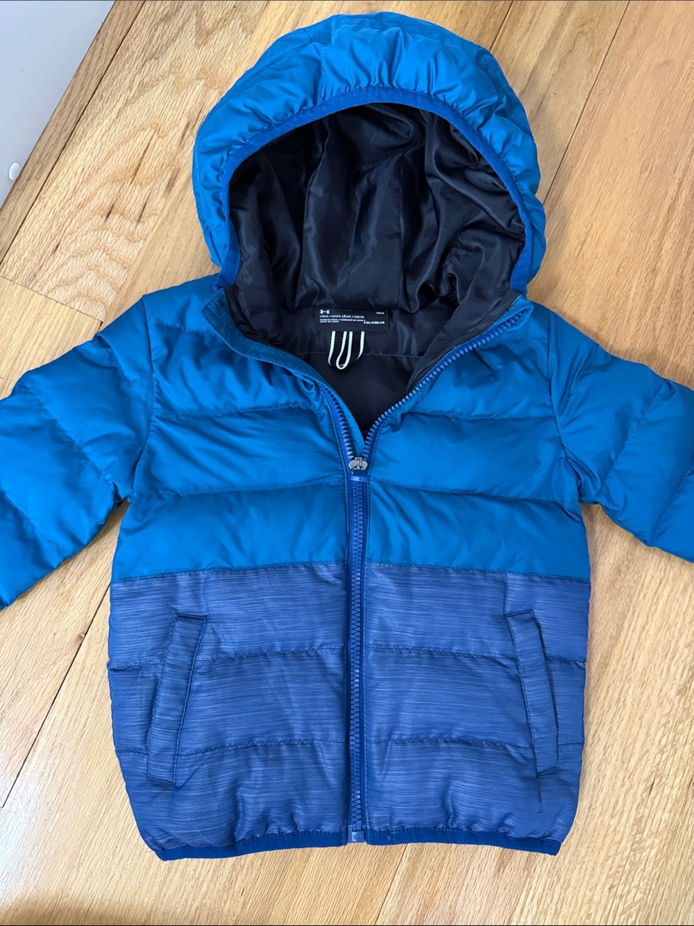 Under Armour Teal Jacket with Navy Lining Hooded Puffer